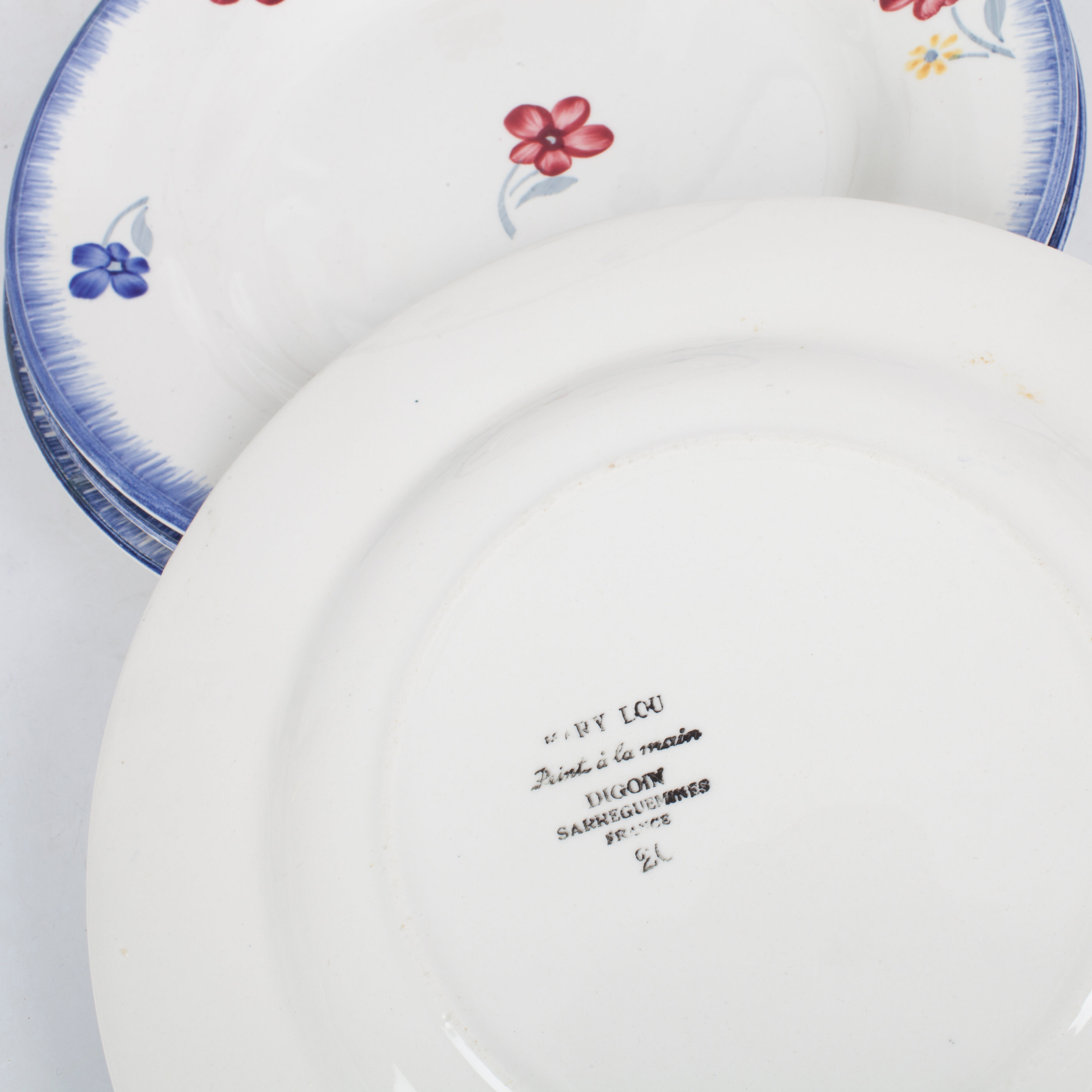 Set of 5 plates flat Mary - Lou Digoin Sarreguemines 1922/1965