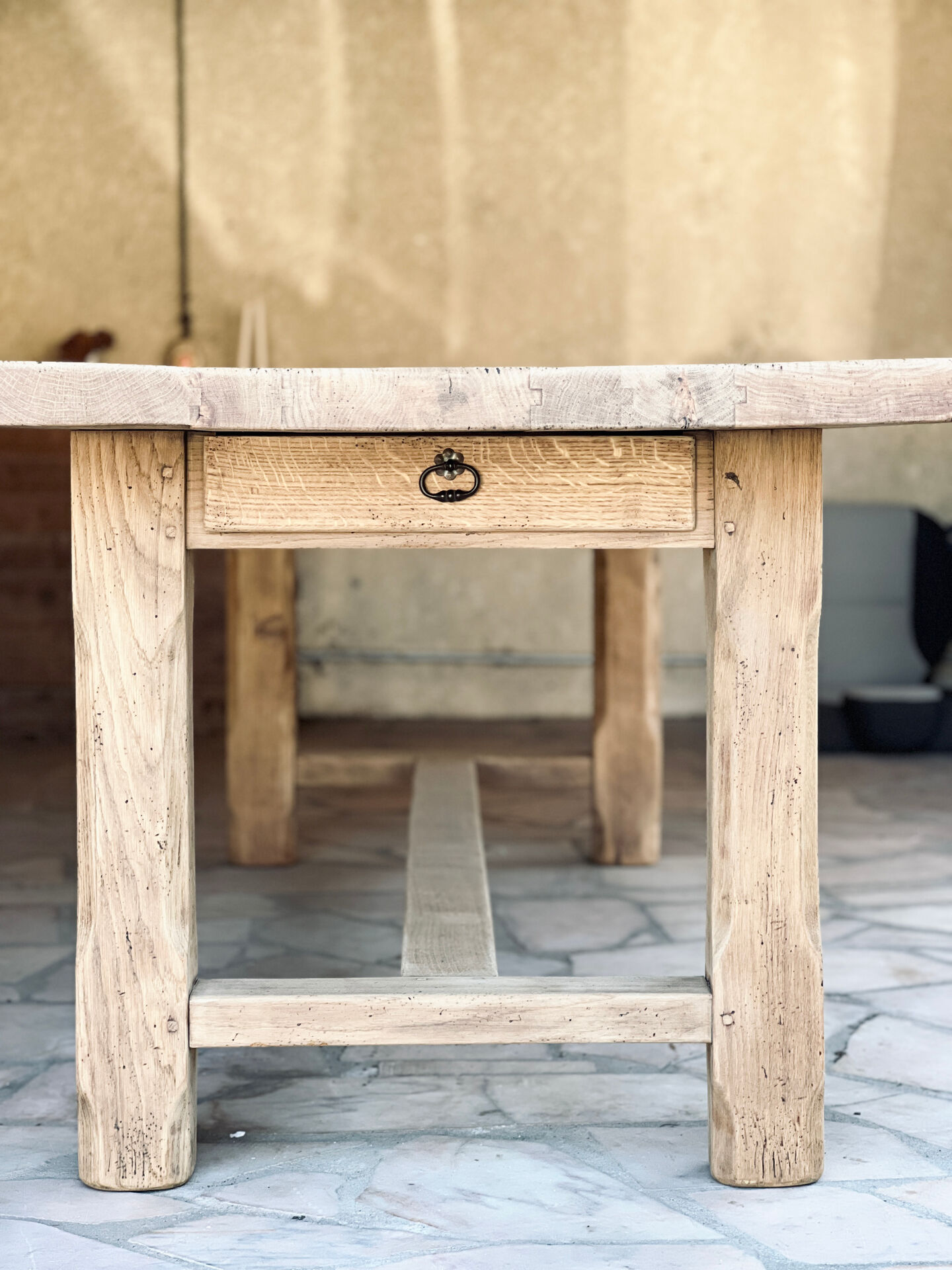 Large farmhouse table - solid oak - drawer