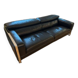 Black leather sofa, designer sofa