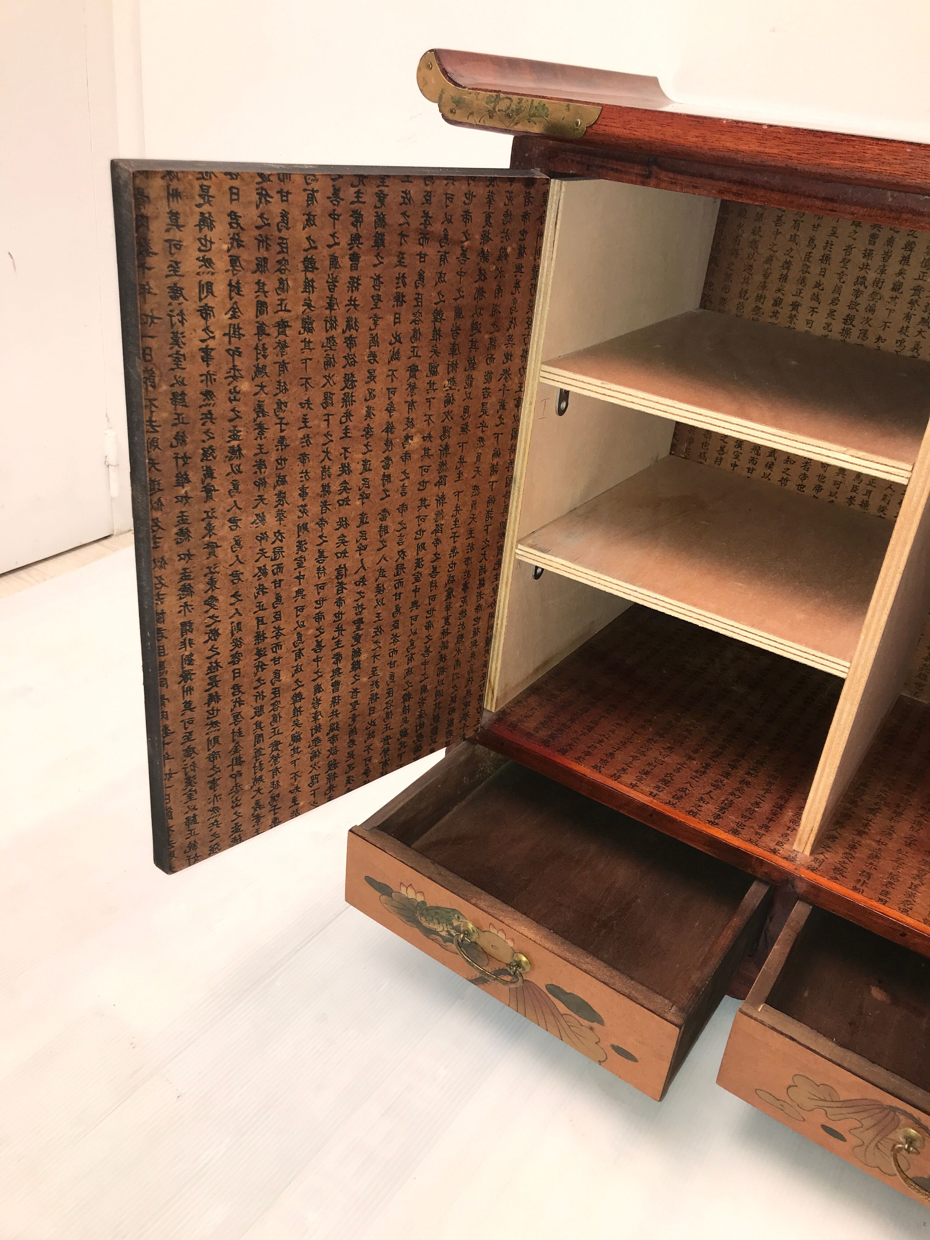 Chinese bedside table with wing top 60s-70s