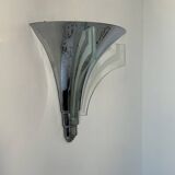 Art Deco modernist wall lamp, chrome and sandblasted glass, France 1930
