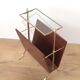 Neoclassical magazine rack in mahogany and brass