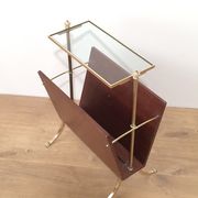 Neoclassical magazine rack in mahogany and brass