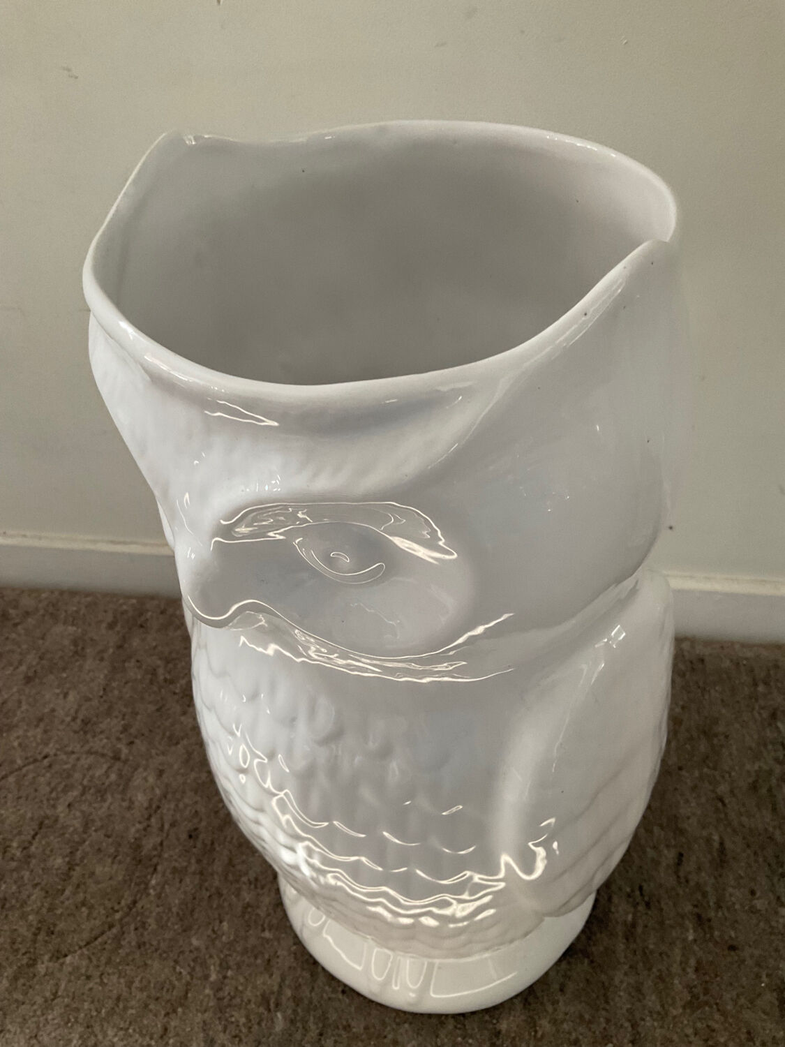 Vintage ceramic owl umbrella stand from the 70s