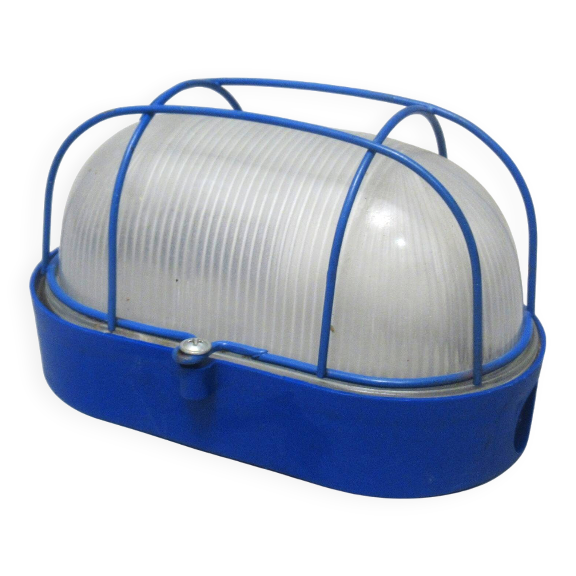 Blue industrial wall or ceiling light.