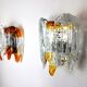 Paire d'appliques verre de Murano orange, Italie, 1960