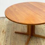 Extendable round mid century teak dining table, 1950s, Denmark