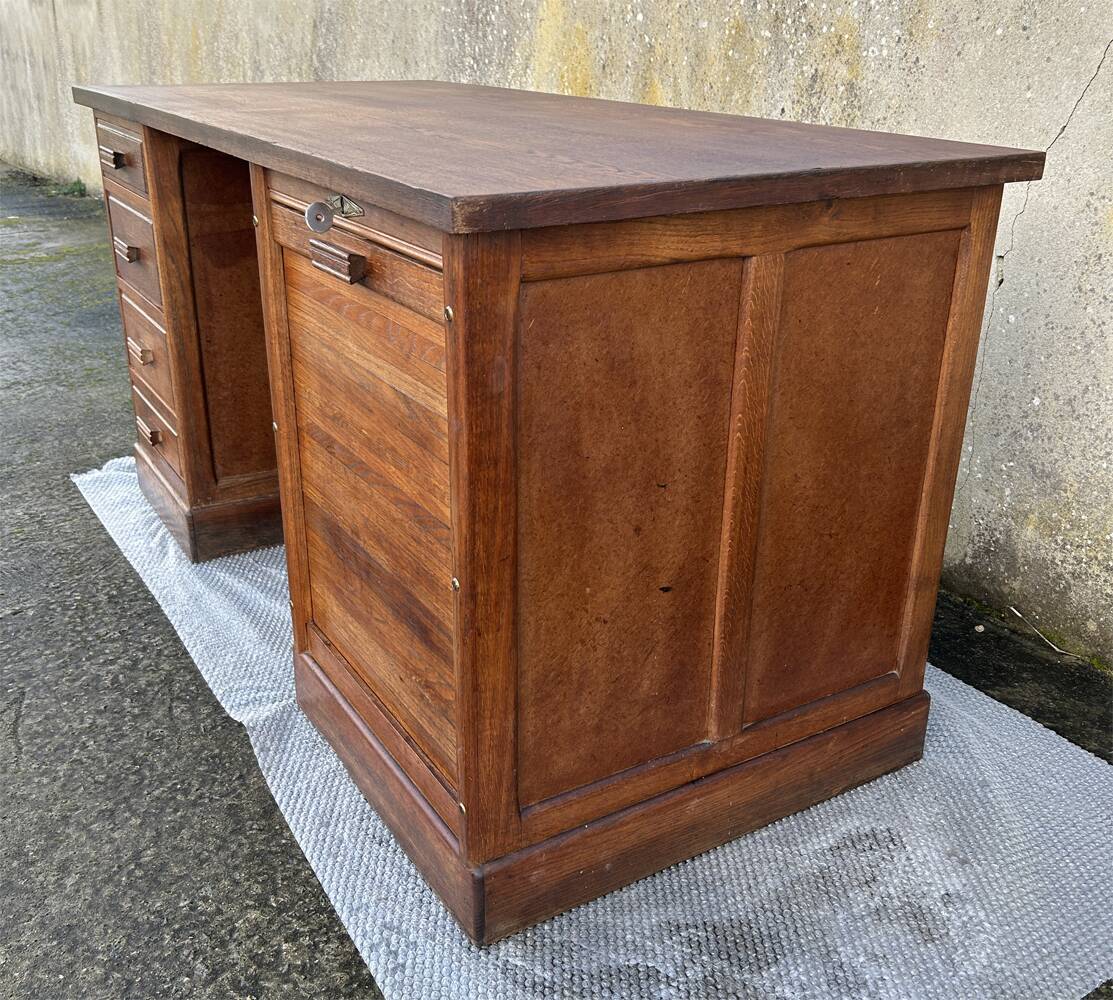 Bureau de notaire, meuble de métier, bois, vintage, début XXème.