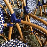 Lot of 5 bistro chairs type "Parisian" white and blue