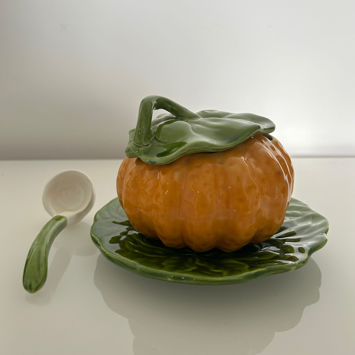 Pumpkin soup tureen in slipware