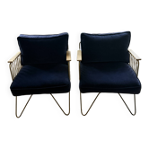 Lot de deux Fauteuils Croisette en velours de la marque Honoré.