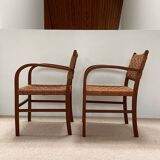 Pair of armchairs - Erich Dieckmann style - wood & cane