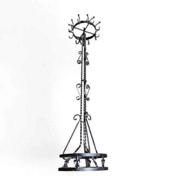 Porte-manteau sur pied en fer forgé des années 1960