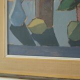 Mid-century original Swedish oil on panel still life with pot plant