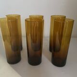 Vintage Amber Blown Glass Orangeade Set