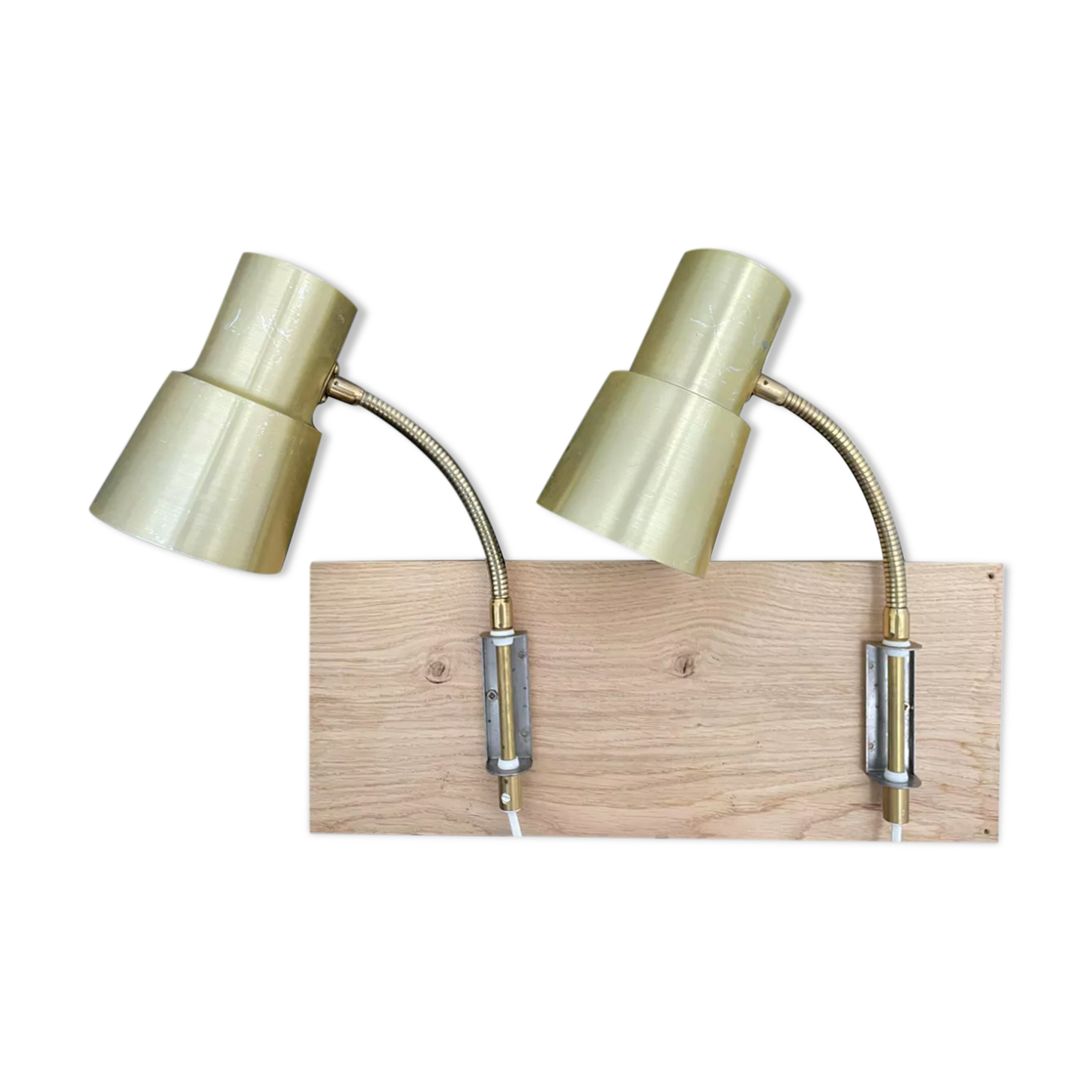 Pair of scandinavian brass wall lamps, EWA Sweden 1970