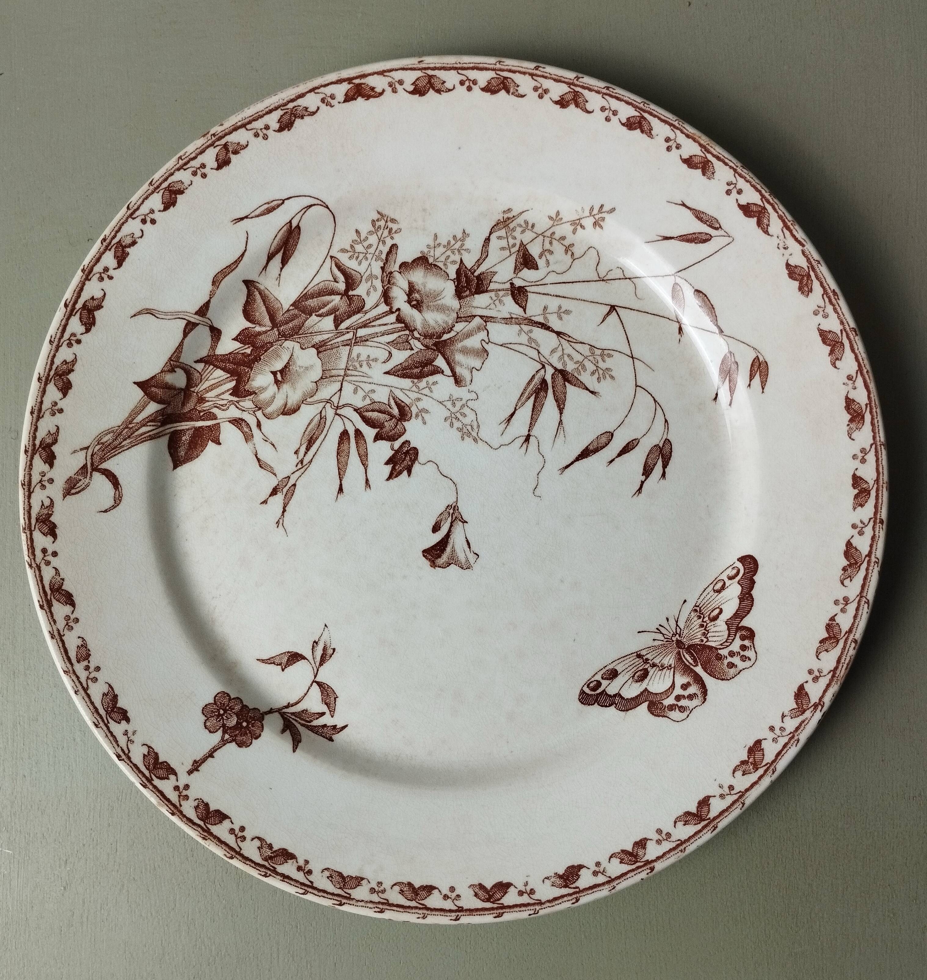 "Carmen" - Set of flat plates Ø 22.5cm ironstone Sarreguemines U&C