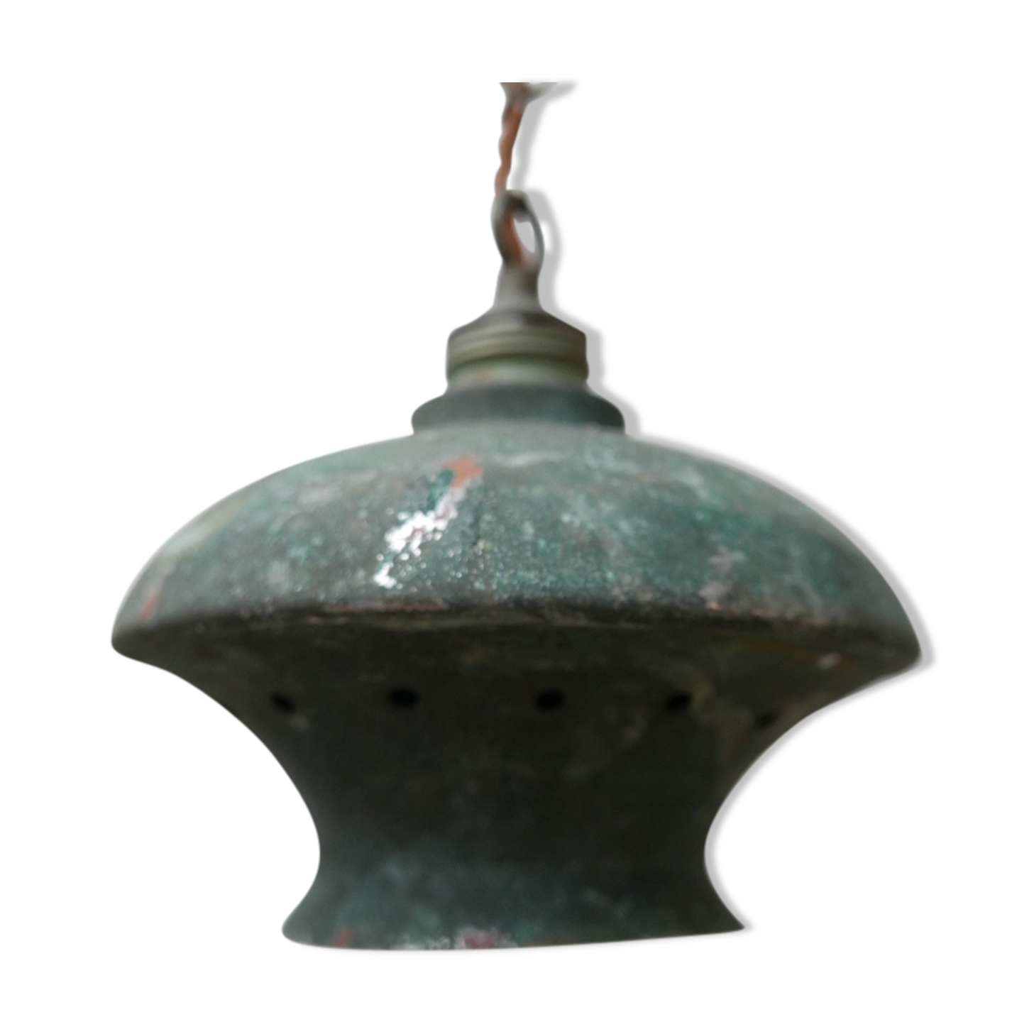 Verdigris Mid-Century Metal Hanging Pendants