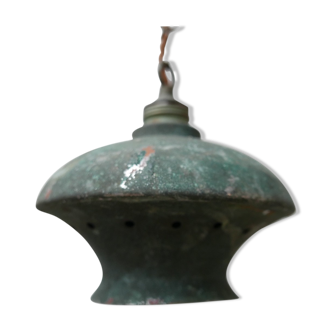 Verdigris Mid-Century Metal Hanging Pendants