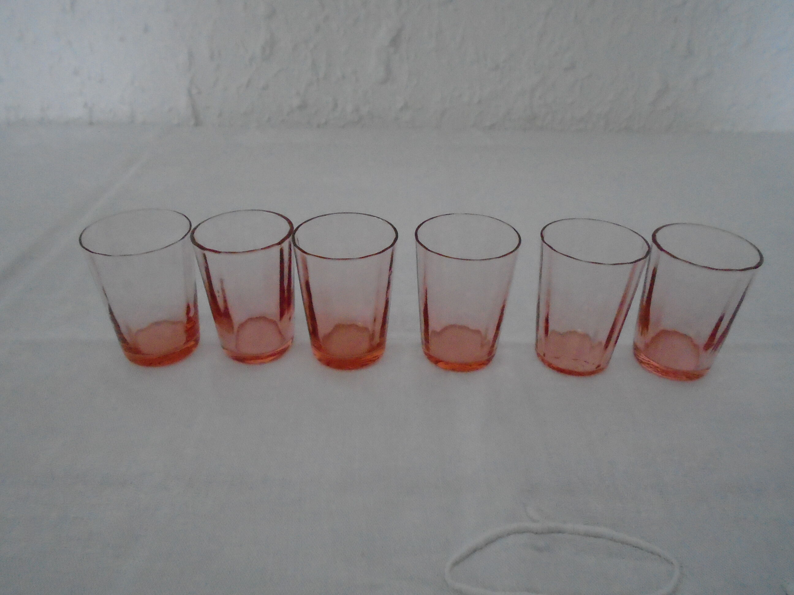 6 small glasses old pink verrine alcohol