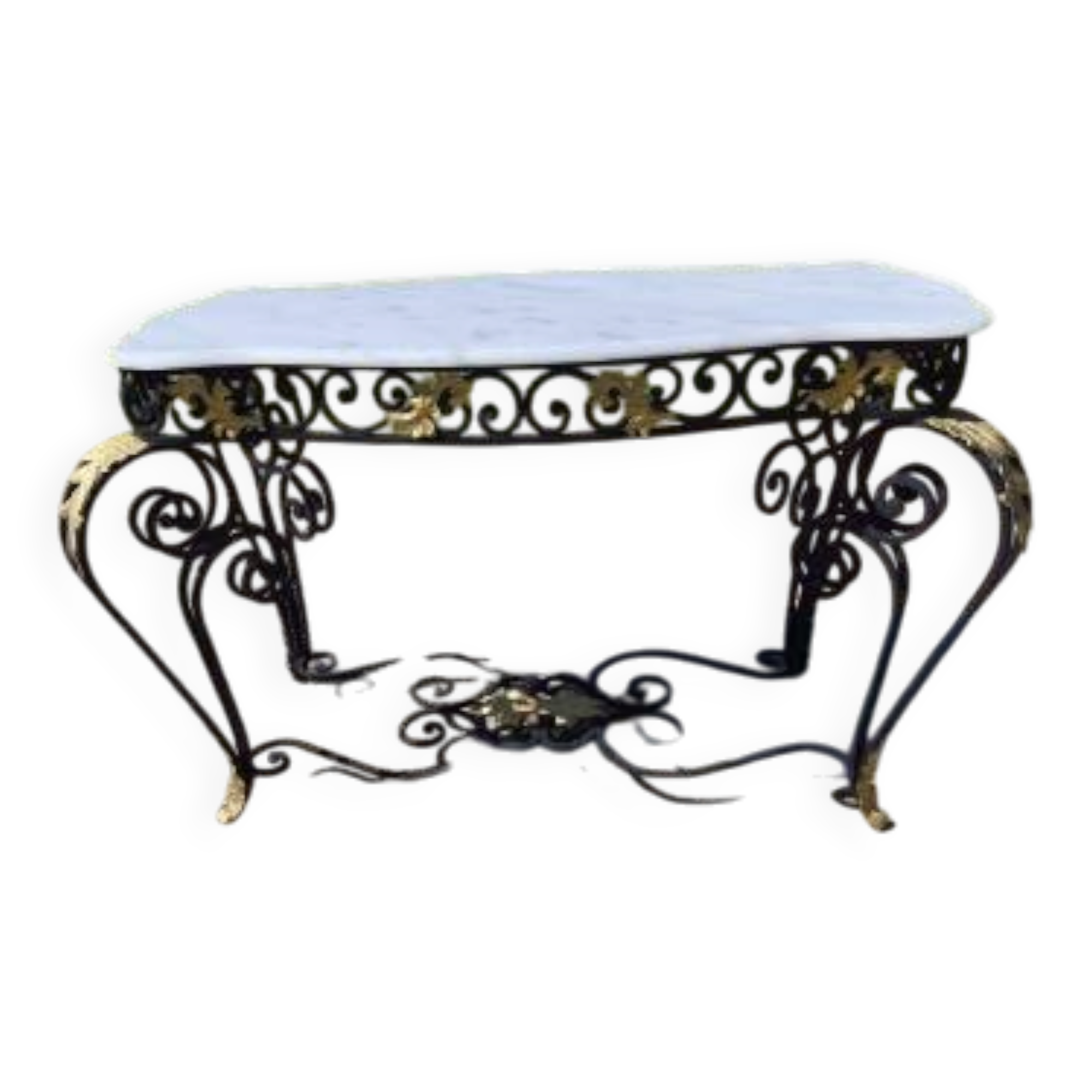 19th-century butcher's table made of wrought iron and twisted.