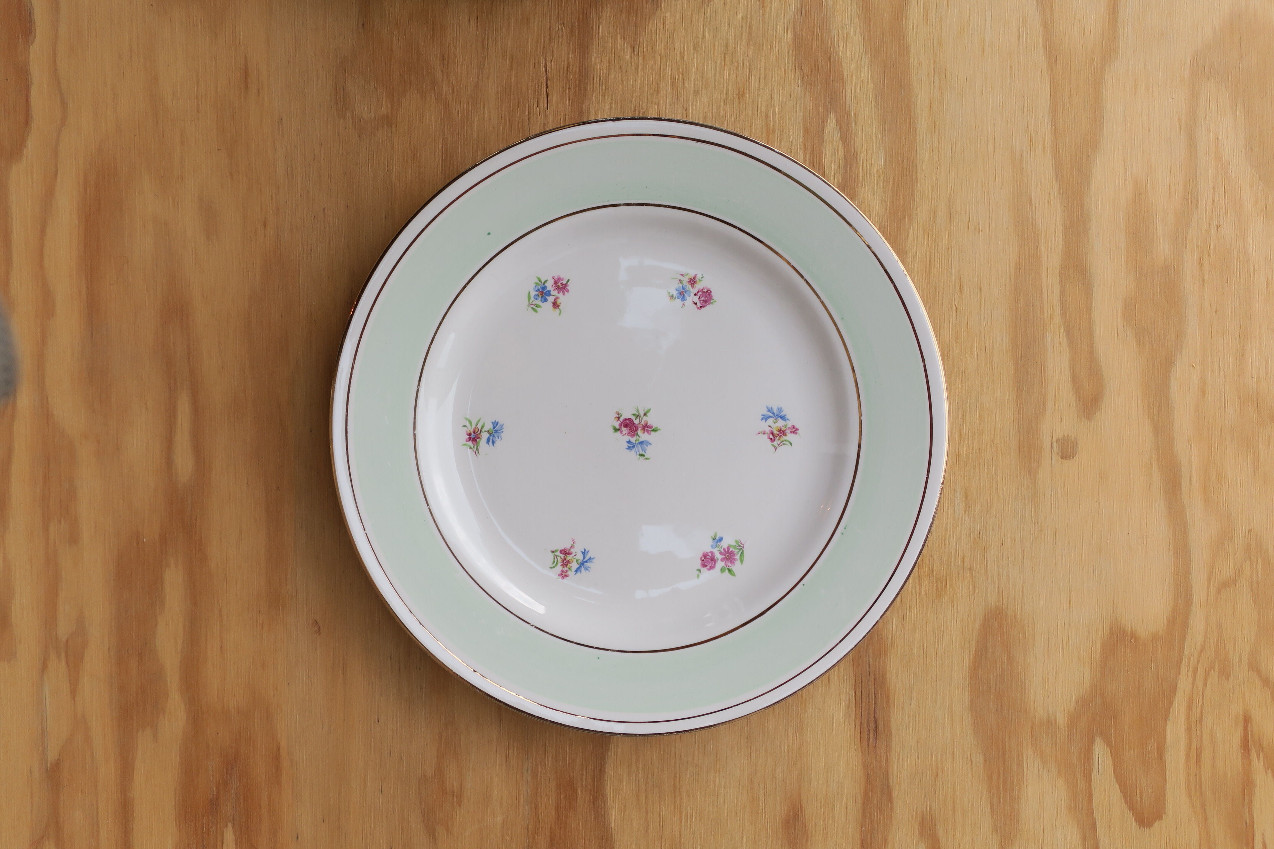 6 plates old flowery flats edge mint