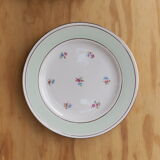 6 assiettes anciennes plates fleuries rebord mint