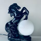 Ceramic and opaline horse lamp