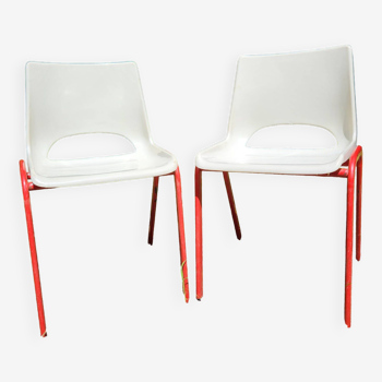 Duo de chaises enfant vintage et design. Maternelle. 1980.