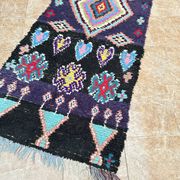 Vintage Boucherouite hallway runner: Moroccan Berber rug