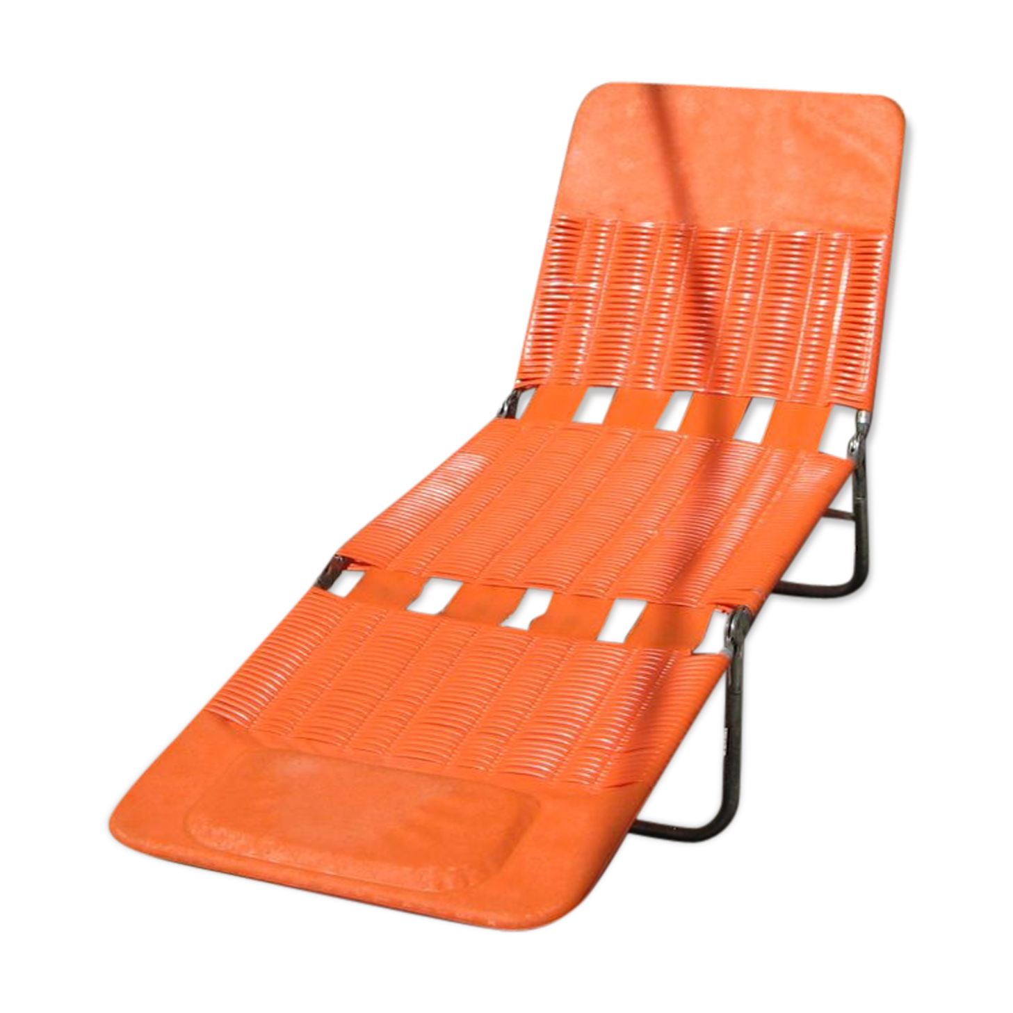 KURZ deckchair vintage year 60/70 orange scoubidou