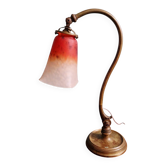 Art Deco desk lamp in bronze with a tulip shade, signed Schneider, 1920s.