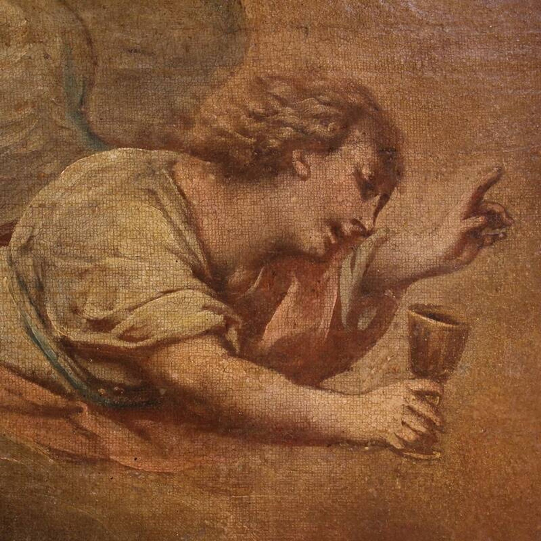 Antique Italian painting Christ in the Garden of Olives from 17th century