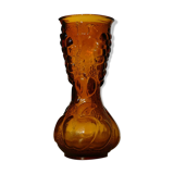Vase empoli of the 60s, ochre color fruit reliefs