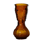 Vase empoli des années 60, couleur ocre reliefs de fruits