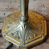 Lamp with a 19th-century chiseled bronze base and antique glass shade