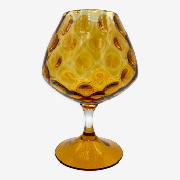 Amber textured glass chalice from the 60s 70s, Italy, Empoli