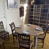 Round raw wood table