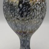 Vintage vase, modernist design, brown with white speckled chrome highlights 25 cm