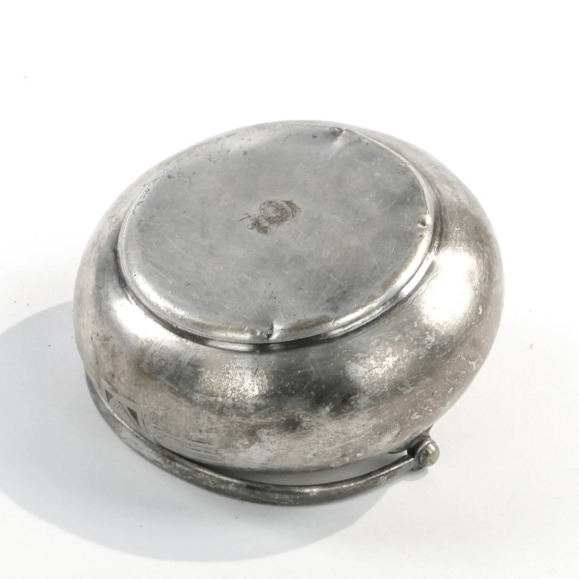 Art Deco sugar bowl, silver-plated brass, Henneberg Brothers, Poland, 1920s
