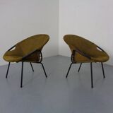 Olive Green Suede Balloon Chairs from Lusch, Germany, 1960s, Set of 2