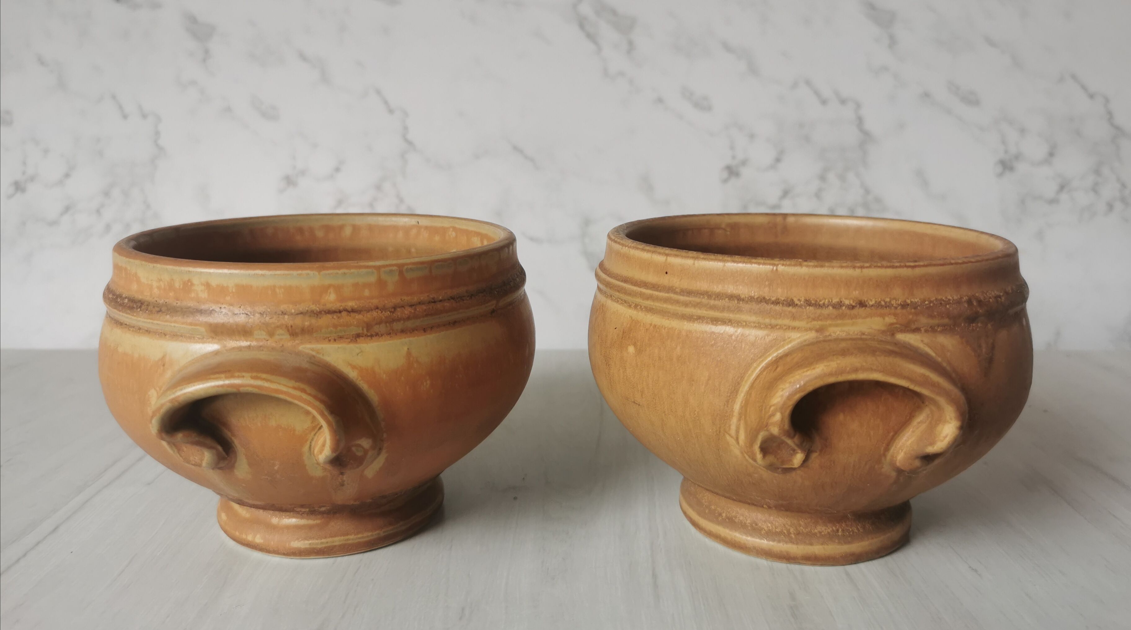 Vintage eared sandstone bowls