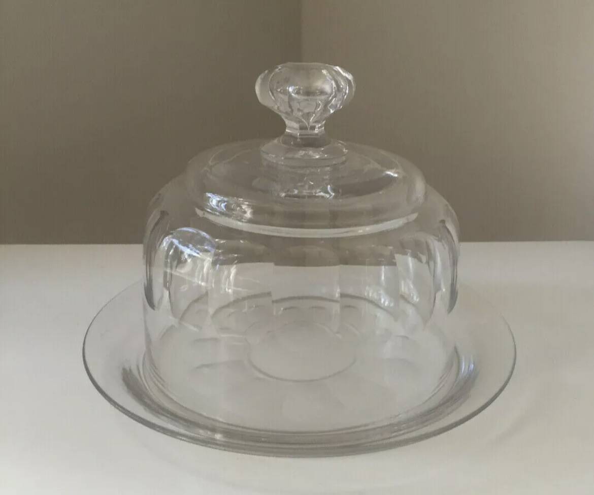 Beautiful cheese dome and its crystal tray
