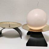 Pair of brass and metal candle holders design 70s