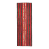 Tapis couloir vintage turc Oushak fait à la main en laine et coton noir et rouge 70x200