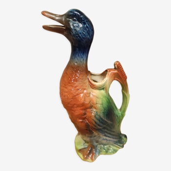 Duck pitcher in slip signed St Clément