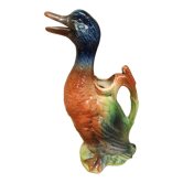 Pichet canard en barbotine signé St Clément