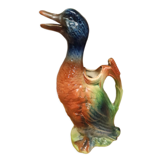 Pichet canard en barbotine signé St Clément