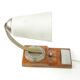 Art Deco wall lamp, nickel-plated brass, walnut wood, Czechoslovakia, 1950s