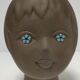 Sculptural ceramic head with blue enamelling Tekt design 60s
